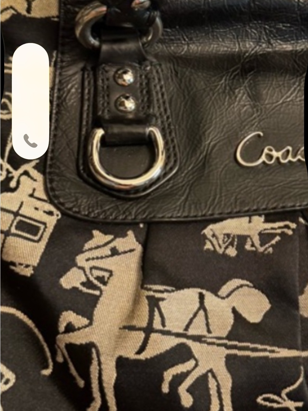 Coach Ashley Horse and Carriage Black and Cream Signature Satchel - Picture 7 of 10